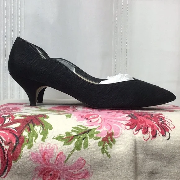 VTG Dolce by Pierre Black Duponie Kitten Heels Sz.9.5 - Picture 3 of 13